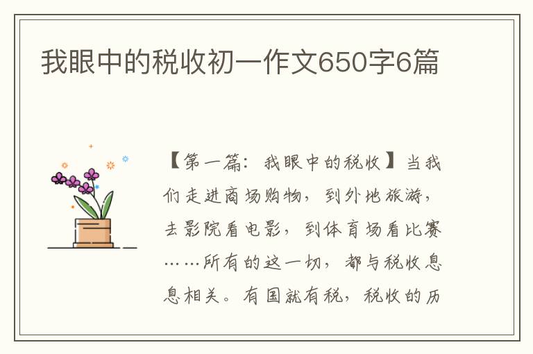 我眼中的税收初一作文650字6篇