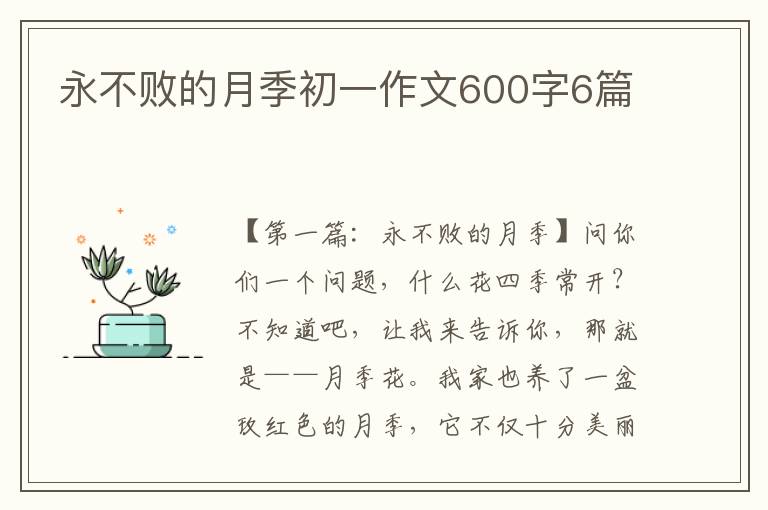 永不败的月季初一作文600字6篇