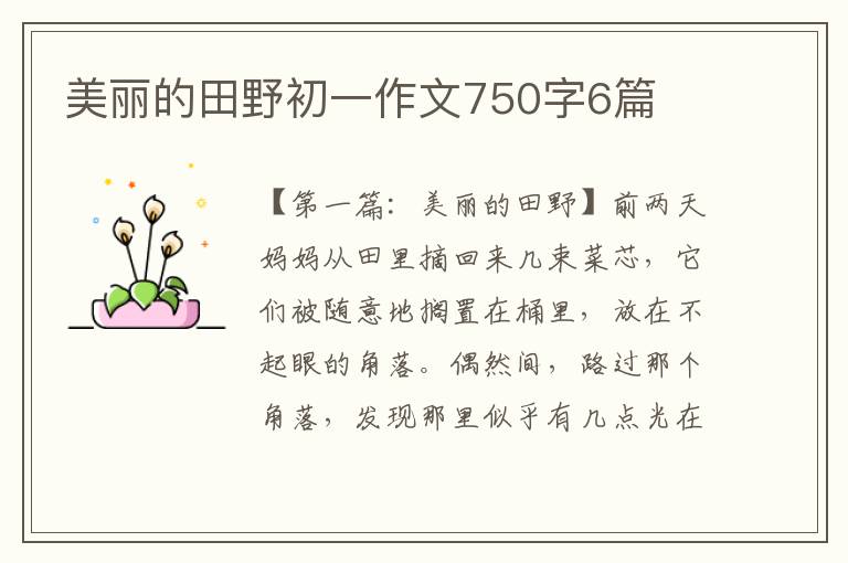 美丽的田野初一作文750字6篇