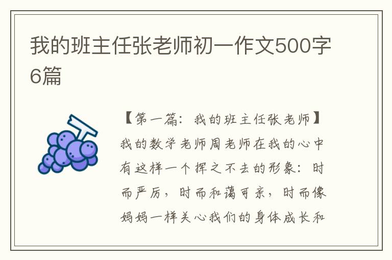 我的班主任张老师初一作文500字6篇