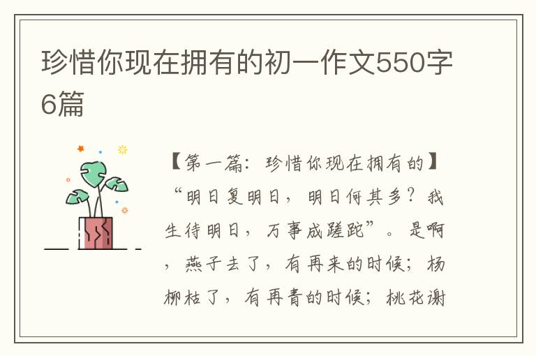 珍惜你现在拥有的初一作文550字6篇