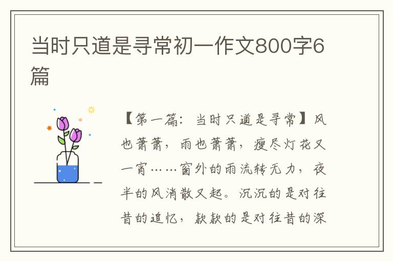 当时只道是寻常初一作文800字6篇