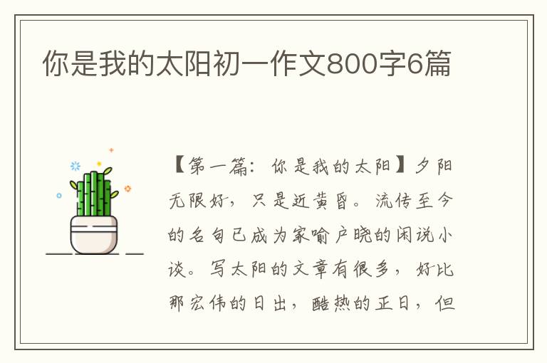 你是我的太阳初一作文800字6篇