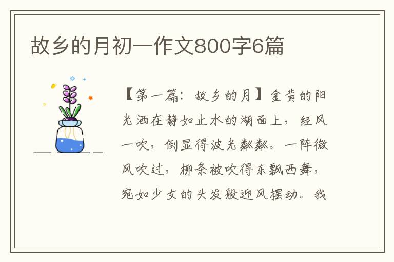 故乡的月初一作文800字6篇