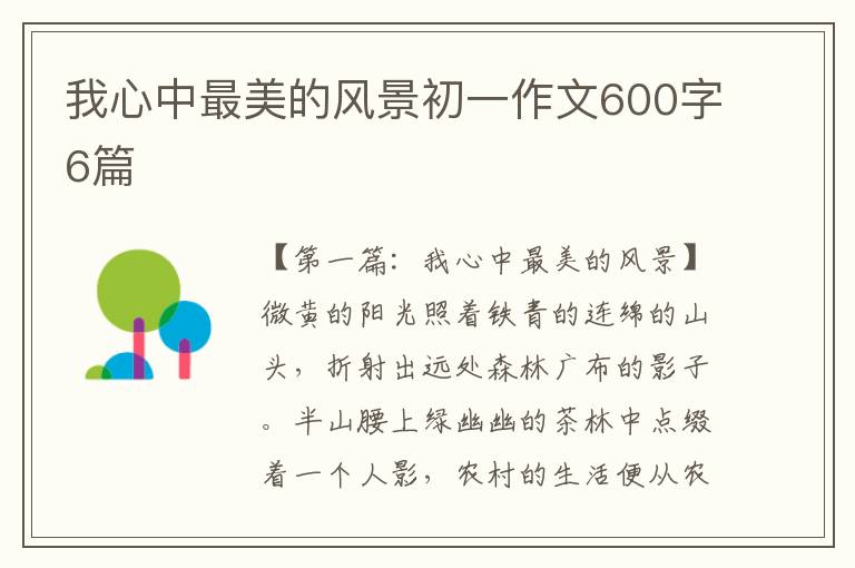 我心中最美的风景初一作文600字6篇