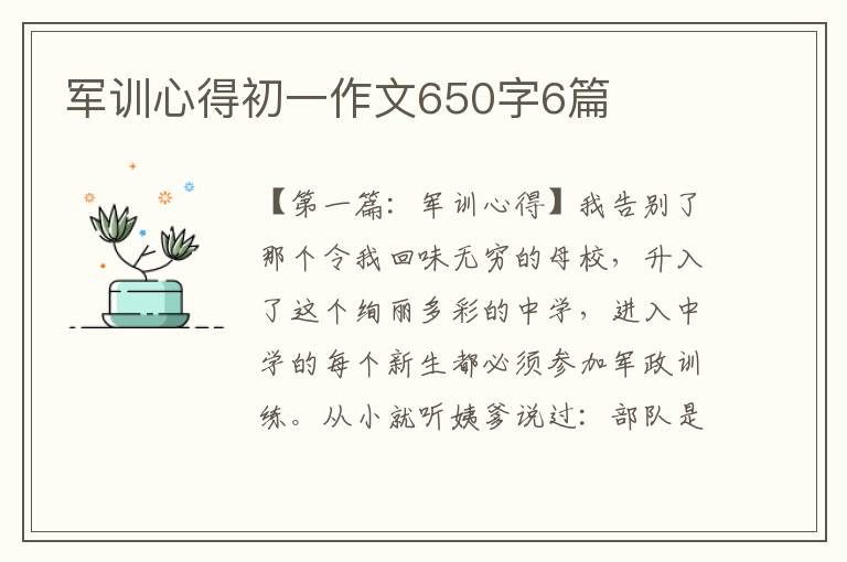 军训心得初一作文650字6篇