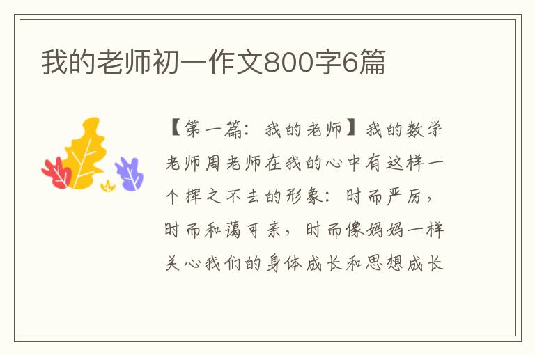 我的老师初一作文800字6篇