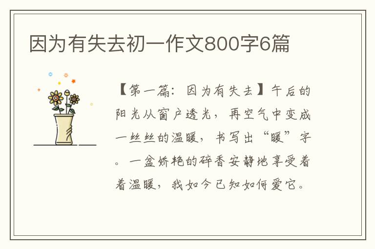 因为有失去初一作文800字6篇