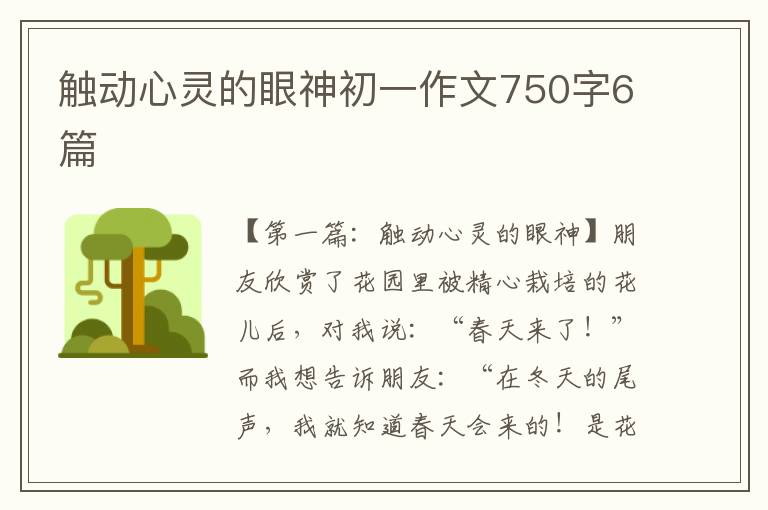 触动心灵的眼神初一作文750字6篇