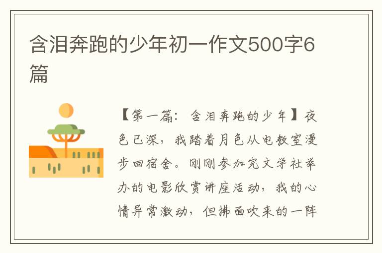 含泪奔跑的少年初一作文500字6篇