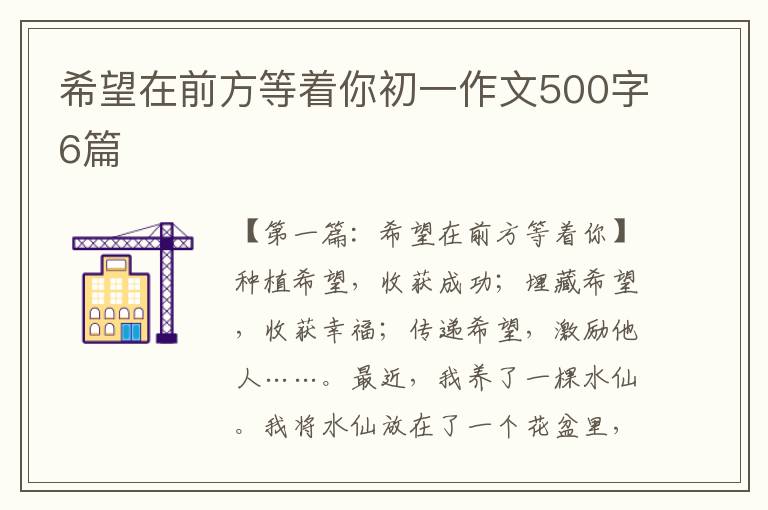 希望在前方等着你初一作文500字6篇