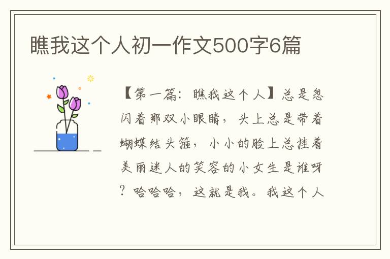 瞧我这个人初一作文500字6篇