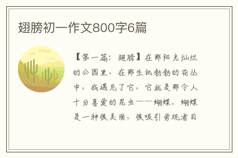 翅膀初一作文800字6篇