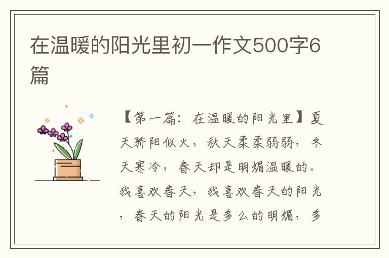 在温暖的阳光里初一作文500字6篇