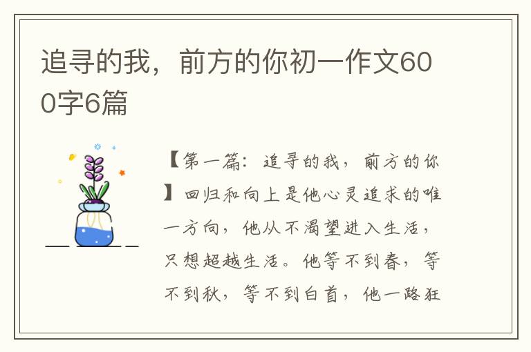 追寻的我，前方的你初一作文600字6篇