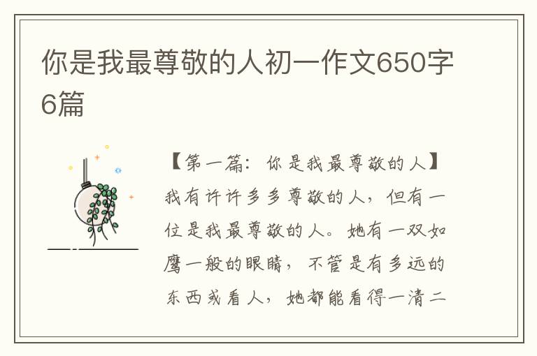 你是我最尊敬的人初一作文650字6篇