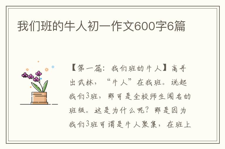 我们班的牛人初一作文600字6篇