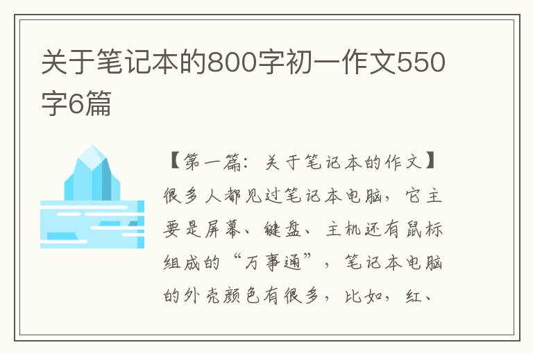 关于笔记本的800字初一作文550字6篇