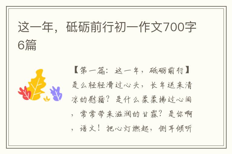 这一年，砥砺前行初一作文700字6篇