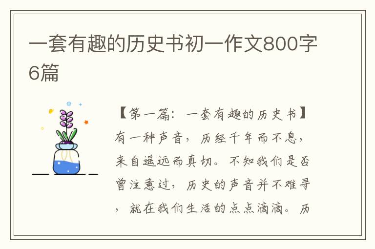 一套有趣的历史书初一作文800字6篇