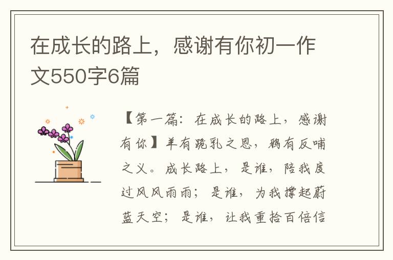 在成长的路上，感谢有你初一作文550字6篇