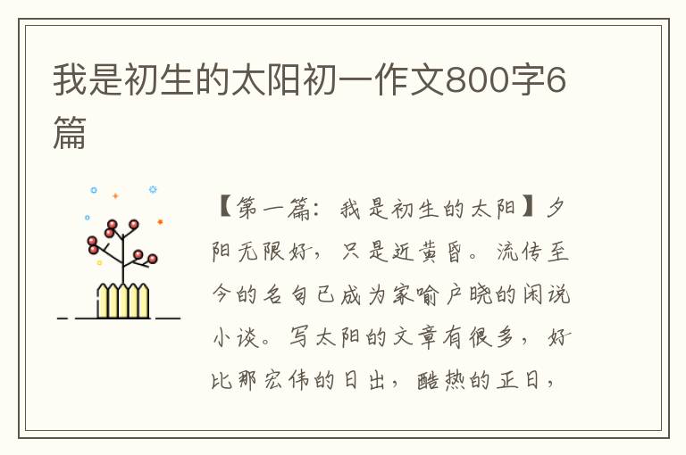 我是初生的太阳初一作文800字6篇