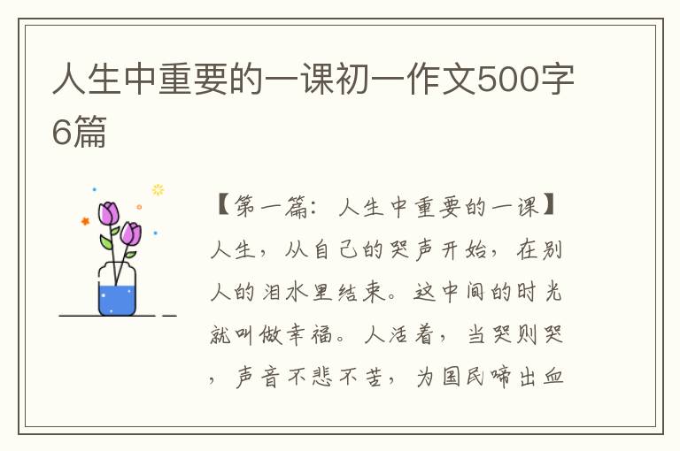 人生中重要的一课初一作文500字6篇