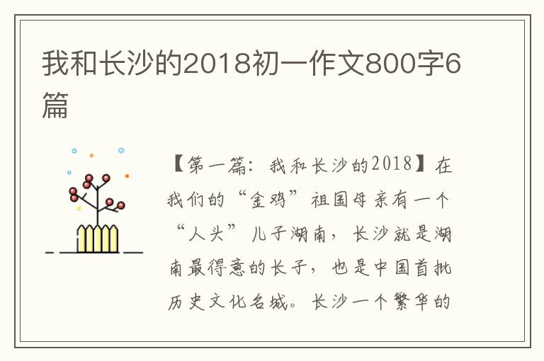 我和长沙的2018初一作文800字6篇