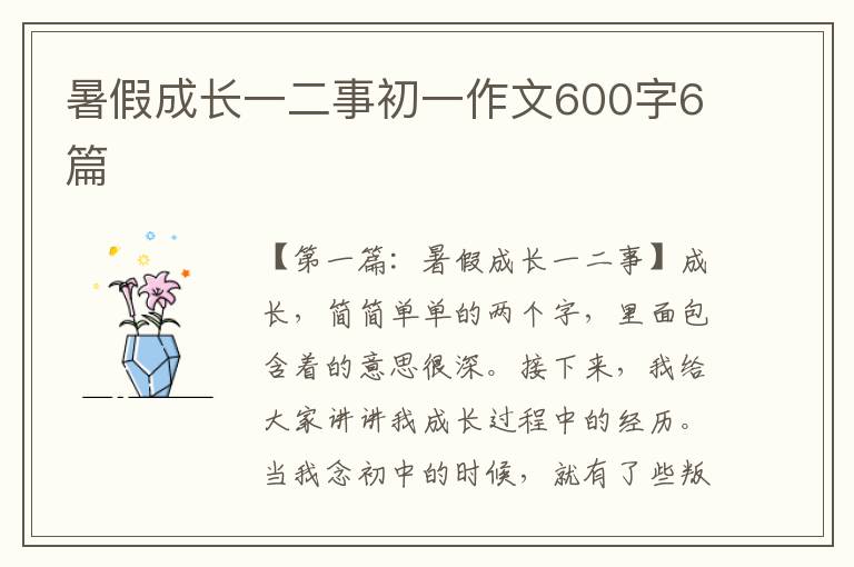 暑假成长一二事初一作文600字6篇