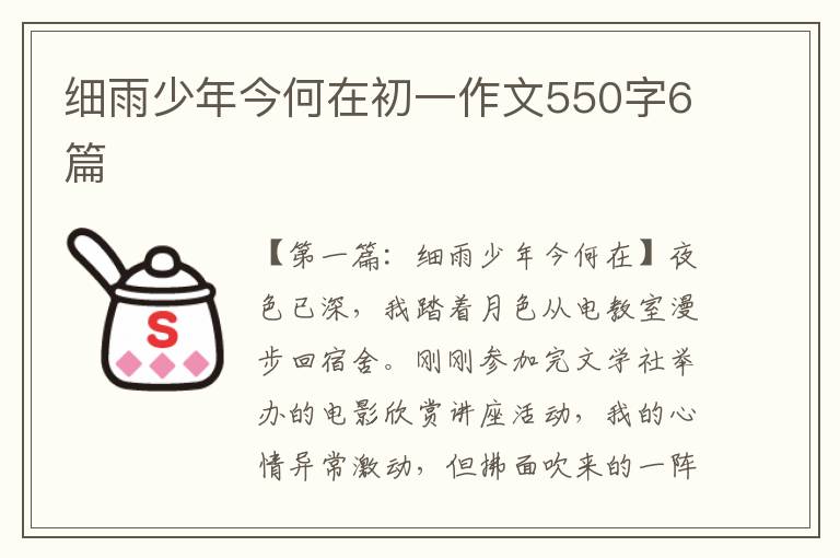 细雨少年今何在初一作文550字6篇