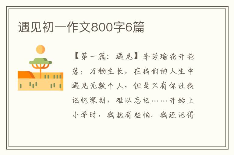 遇见初一作文800字6篇