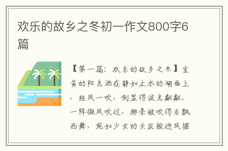 欢乐的故乡之冬初一作文800字6篇