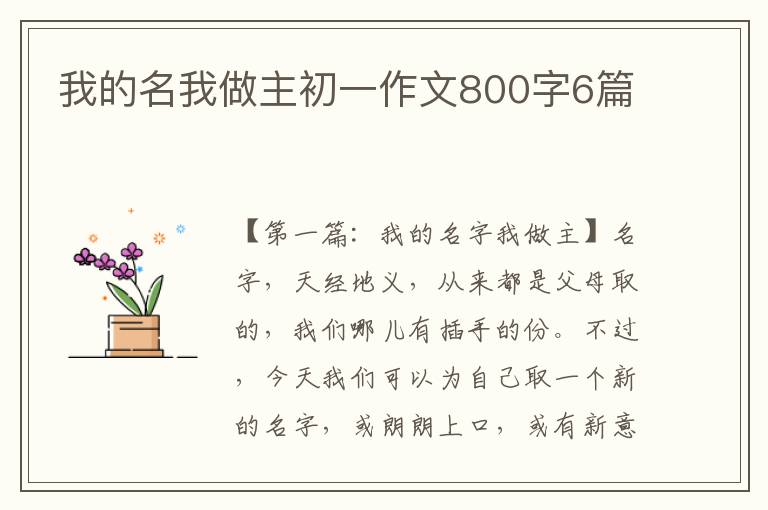 我的名我做主初一作文800字6篇