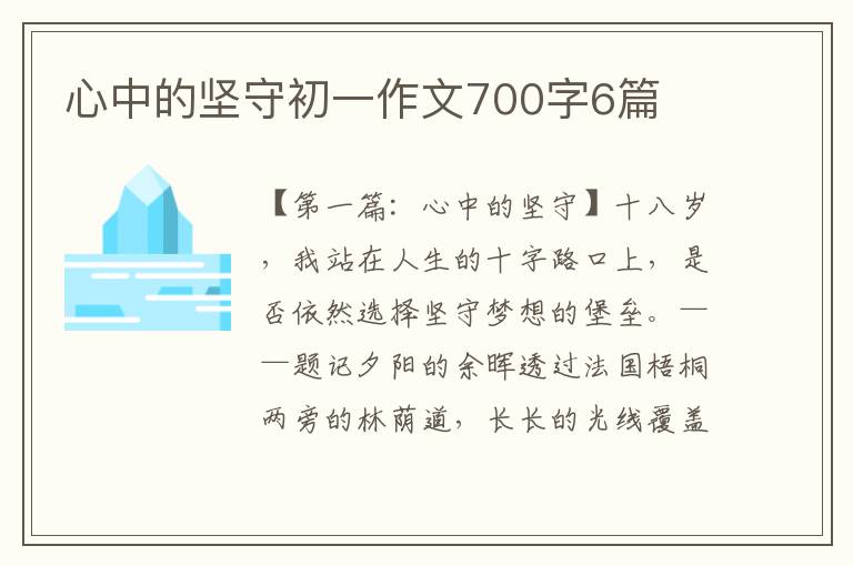 心中的坚守初一作文700字6篇