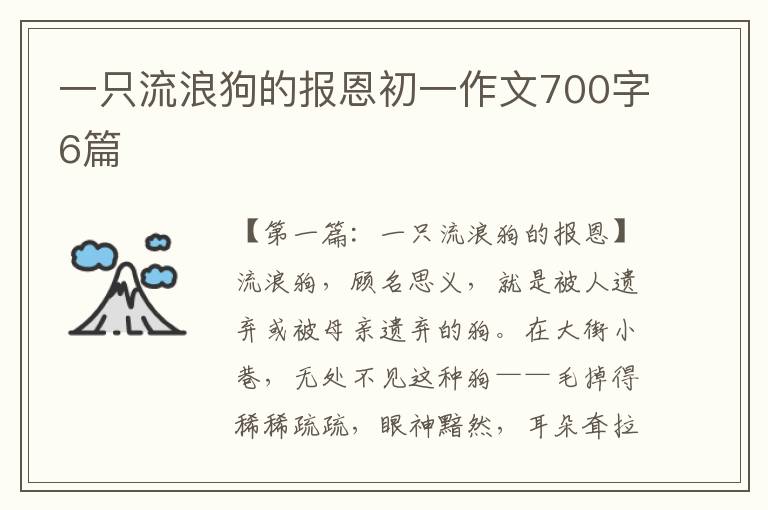 一只流浪狗的报恩初一作文700字6篇