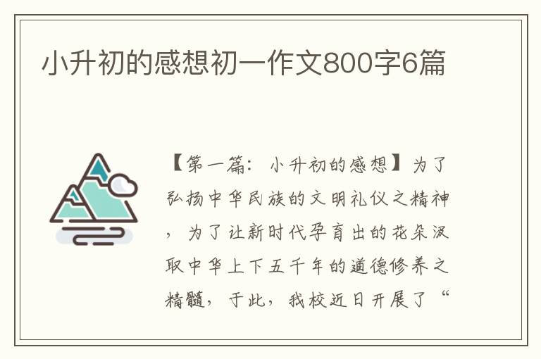 小升初的感想初一作文800字6篇