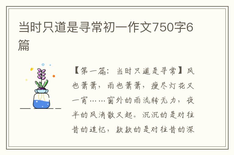 当时只道是寻常初一作文750字6篇