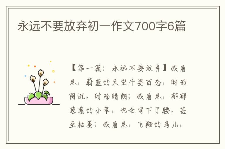 永远不要放弃初一作文700字6篇