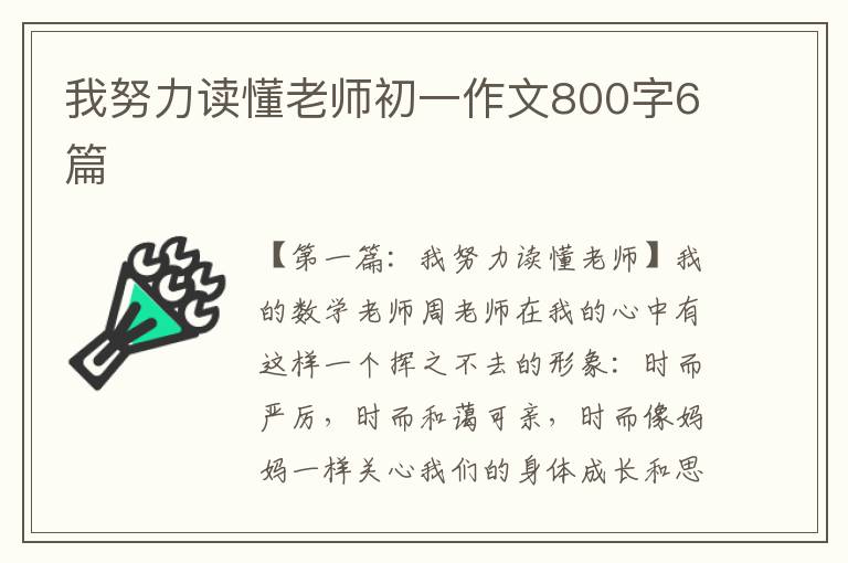 我努力读懂老师初一作文800字6篇