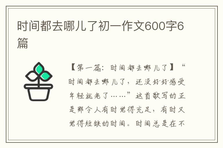 时间都去哪儿了初一作文600字6篇