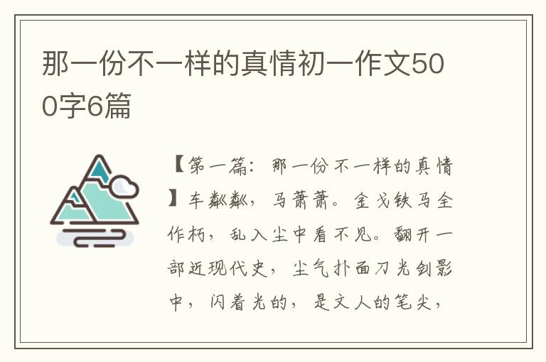 那一份不一样的真情初一作文500字6篇