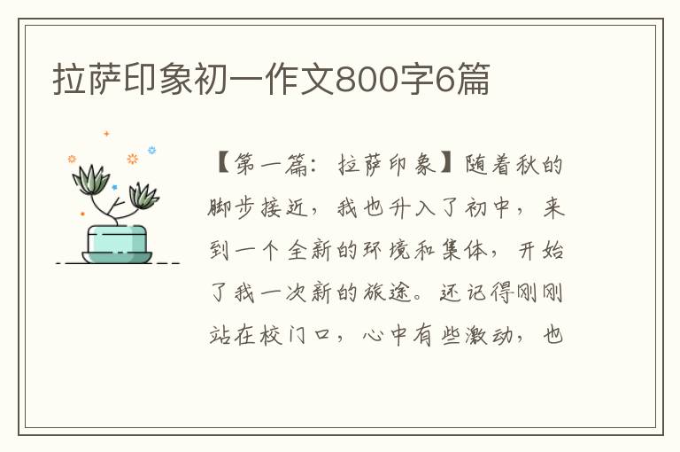 拉萨印象初一作文800字6篇