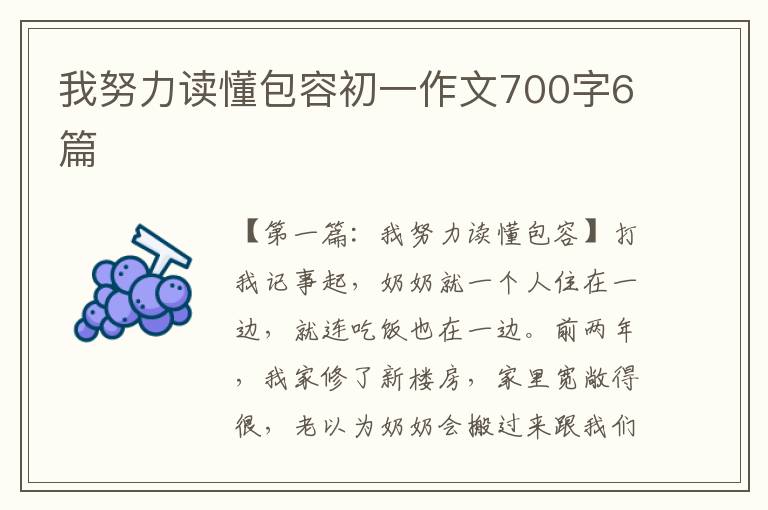 我努力读懂包容初一作文700字6篇