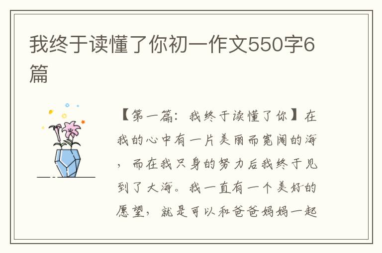 我终于读懂了你初一作文550字6篇