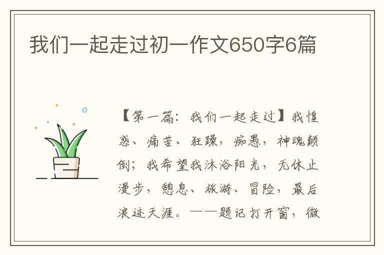 我们一起走过初一作文650字6篇