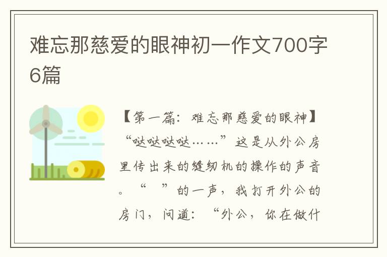 难忘那慈爱的眼神初一作文700字6篇