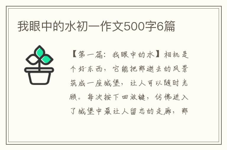 我眼中的水初一作文500字6篇