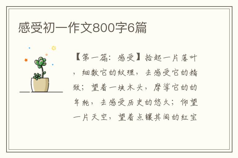 感受初一作文800字6篇