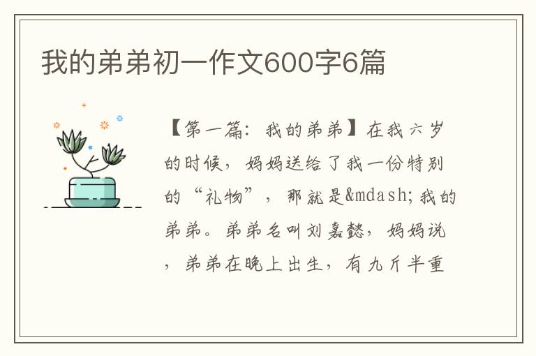 我的弟弟初一作文600字6篇