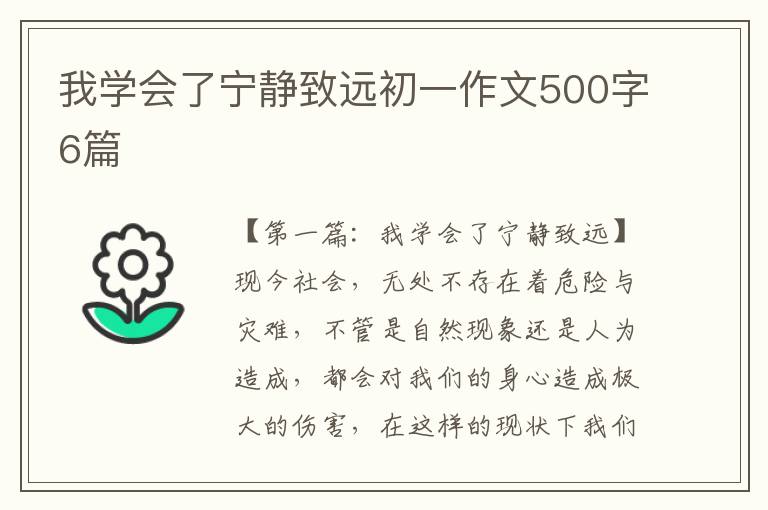 我学会了宁静致远初一作文500字6篇